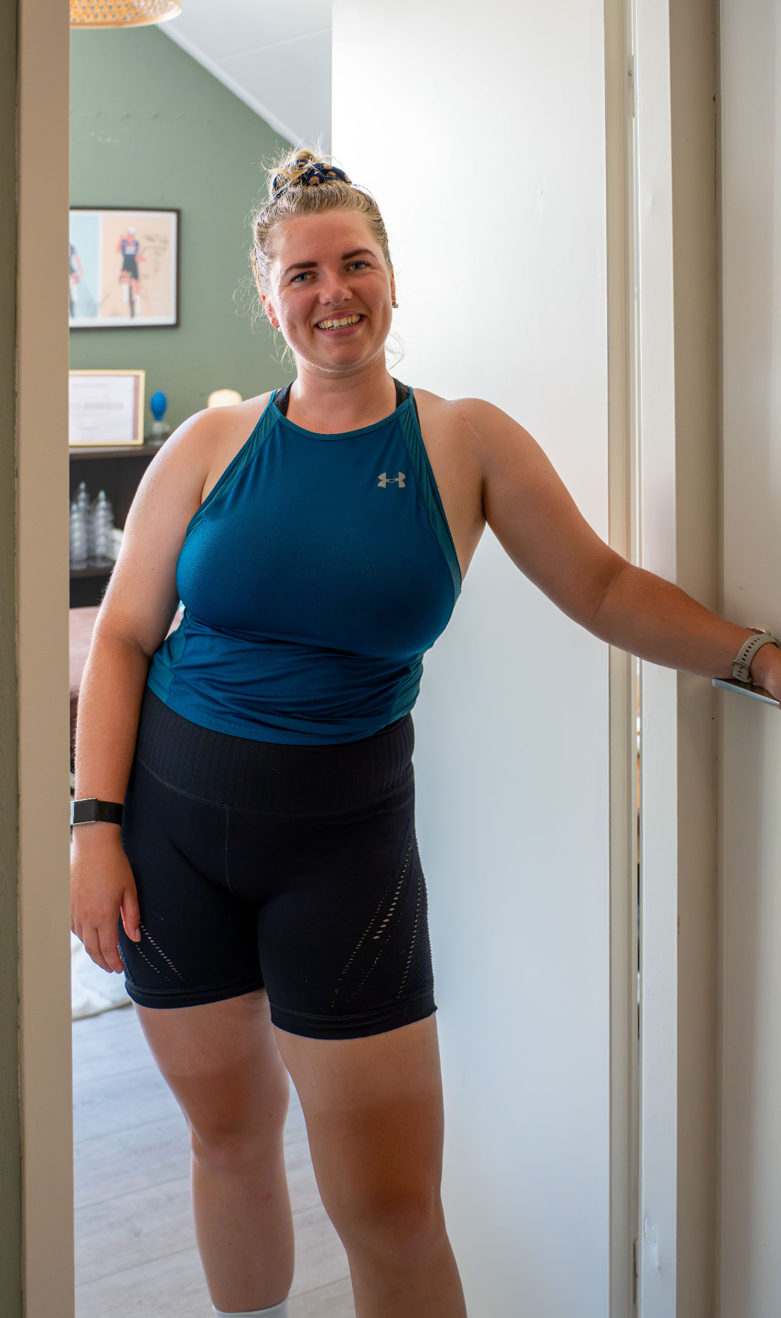Kirsten in the doorway of the Cyclingwomen Practice in Raalte