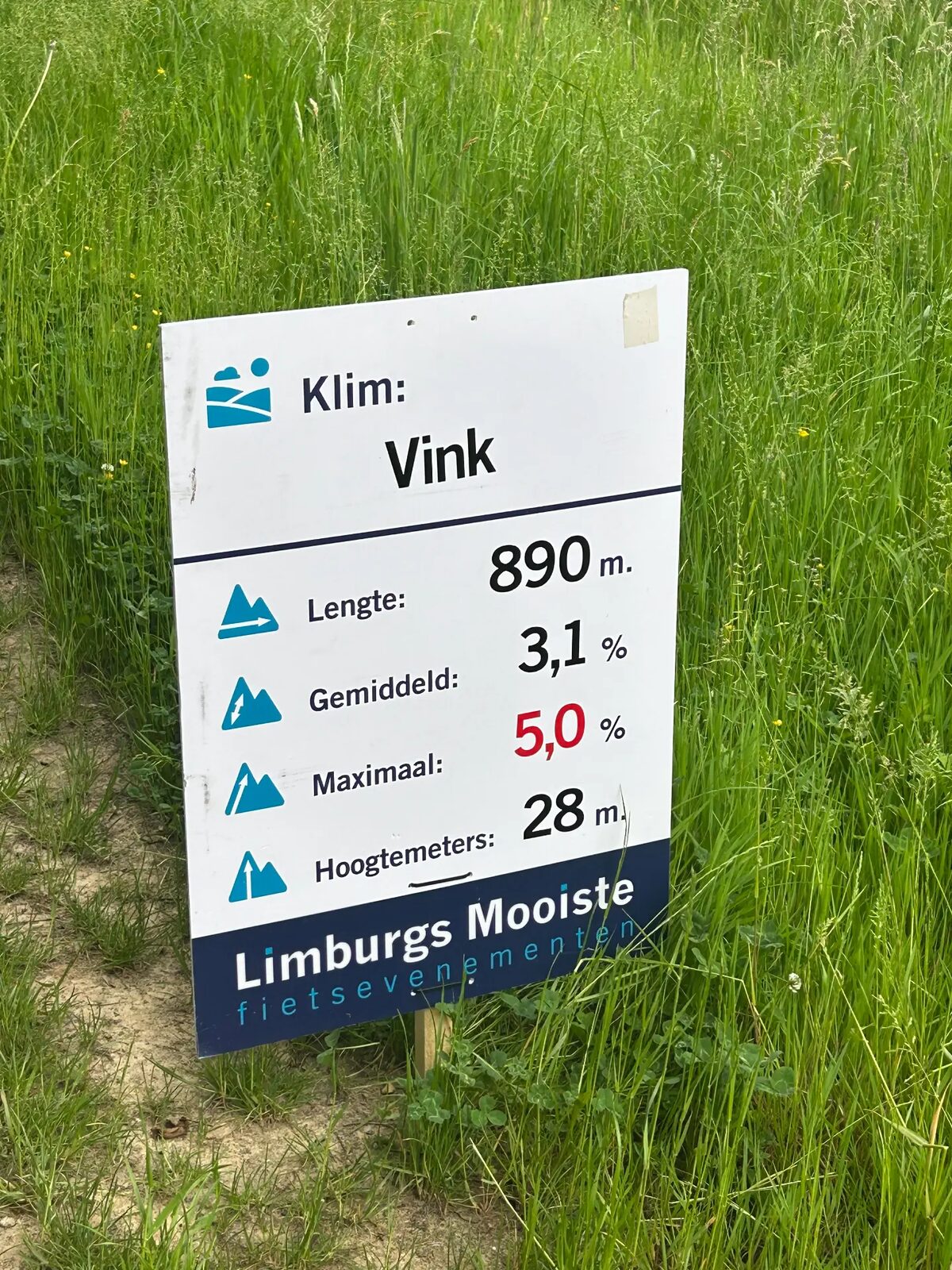 Klimbord van Limburgs Mooiste bij de Vink: 890 meter, gemiddeld 3,1 procent, maximaal 5 procent