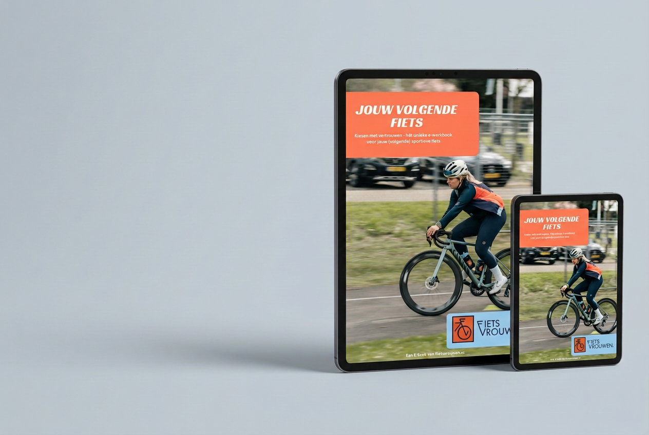 Mockup of the Dutch Jouw volgende fiets e-book on two tablets